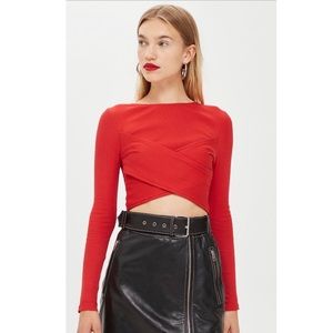 TopShop Wrap Ribbed Crop Top